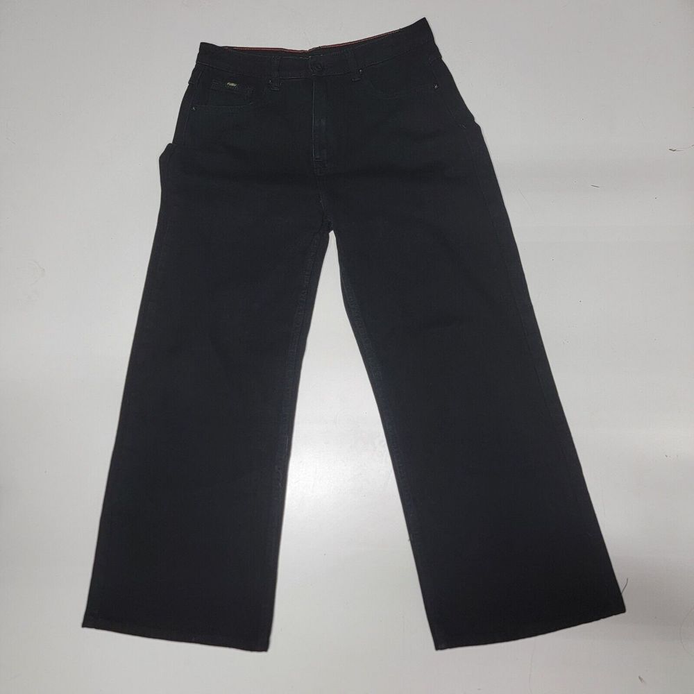 Vintage FUBU Y2K Women's Black Pants Jeans Baggy Size 6, 28 Denim Excellent Cond